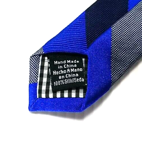 Ben Sherman Luxus Krawatte blau grau gestreift Handarbeit Seidenkrawatte L 58 W 2,75 - Bild 7 von 7