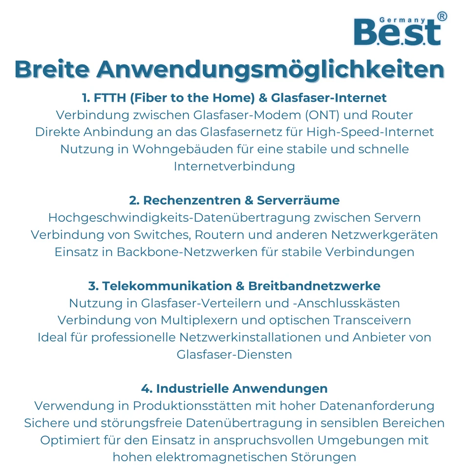 Glasfaserkabel 0,5M-100m Simplex LC/APC - LC/APC LSZH Patchkabel LWL Patchcord - Bild 4 von 4