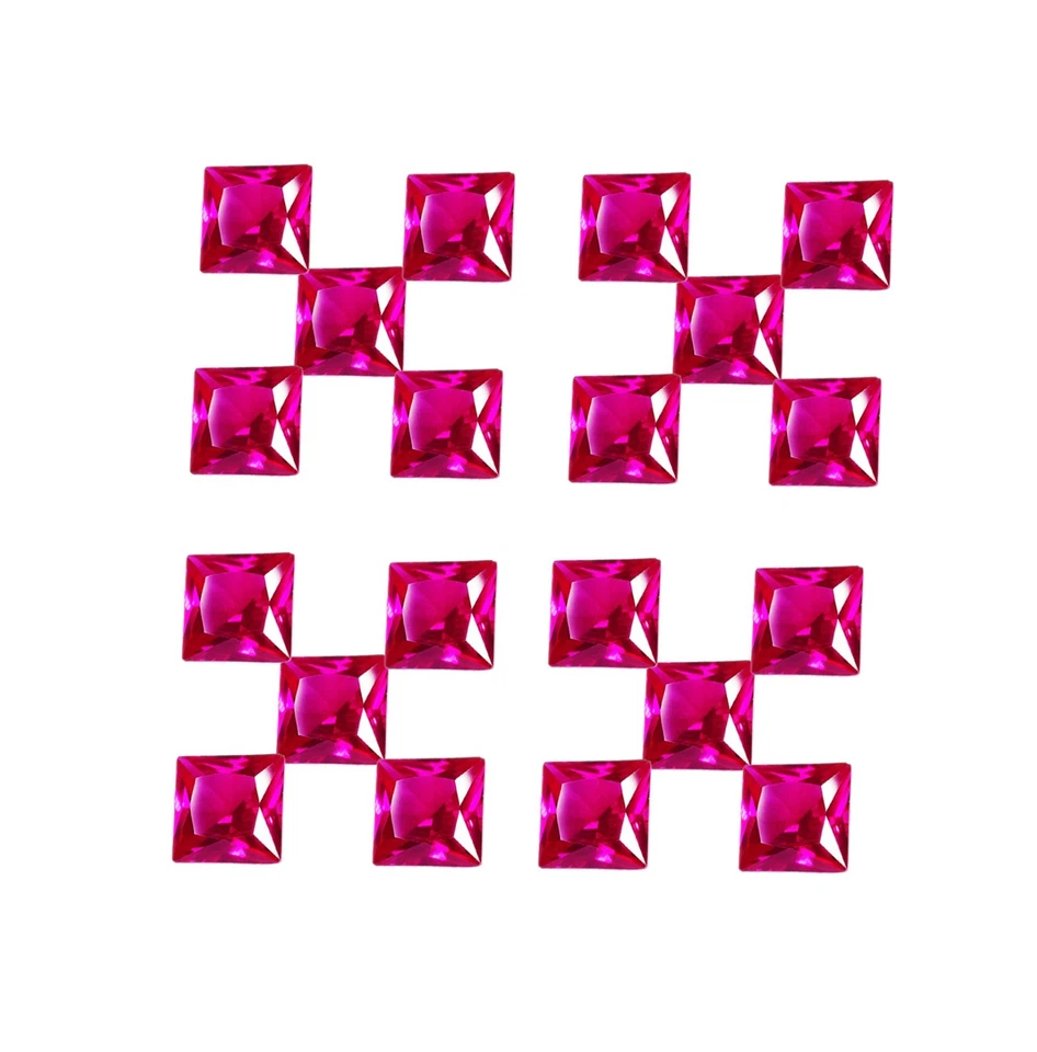 Lote de 20 piezas de rubí rojo natural de 9 mm piedras preciosas sueltas certificadas corte cuadrado M461 Foto 2 de 4