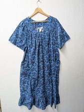 Vtg Anthony Richards Blue MuuMuu House Patio Gown Dress Pockets Size 2X