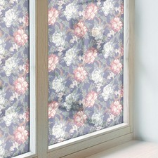 Frosted Glass Window Film Privacy Decorative Static Cling Floral Elegance