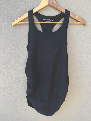 Beyond Yoga Beyond the Bump Maternity Bases Covered Racerback Tank M Dark Grey