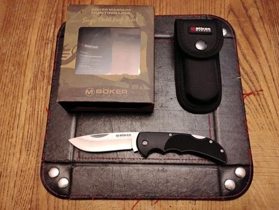 Boker Magnum HL Folding Knife 3.31''440C Stainless Steel Blade FRN Handle Sheath 