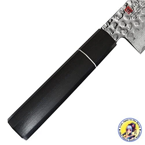Cuchillo de Chef Damasco KASUMI KURO 24 cm Acabado Martillado Hecho en Japón Gifu City Foto 4 de 4