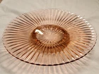Anchor Hocking Pink Ribbed Depression Glass Cake Plate 12.25"