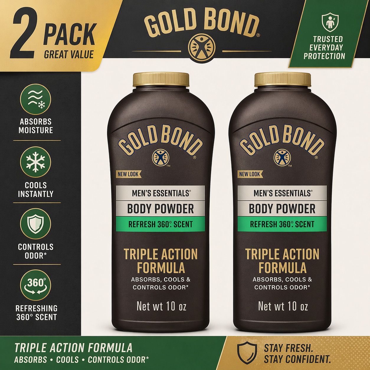 Gold Bond Ultimate Body Powder, Men'S Essentials Refresh 360