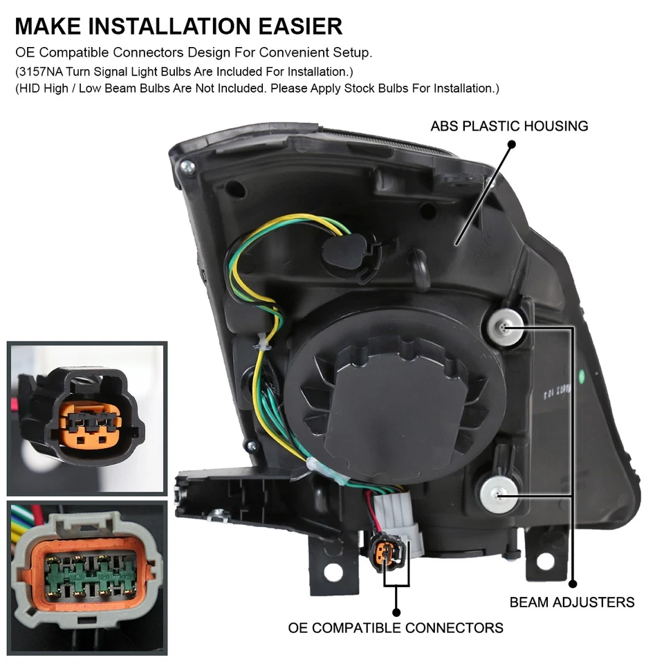 Clear Fits 2006-2009 350Z LED Strip Projector Headlights Lamps L+R 06 07 08 09 Foto 4 de 4