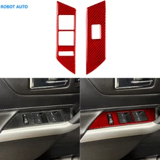 Red Real Carbon Fiber Window Lift Switch Panel Cover Trim For Ford Edge 2011-14