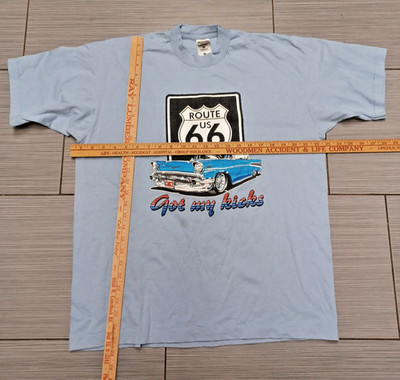 VTG Single Stitch Shirt Got My Kicks on Route 66 Retro Classic car Patriotic XL