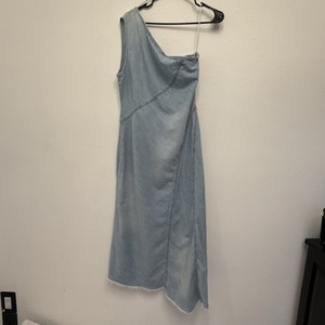 trf asymmetric denim dress Zara rise skirt featuring belt