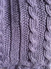 Handmade Lavender Cable Knit Throw Blanket 52x32 baby blanket