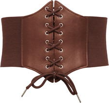 Womens Corset Belt Vintage Lace-Up Cinch Elastic Waist Belt