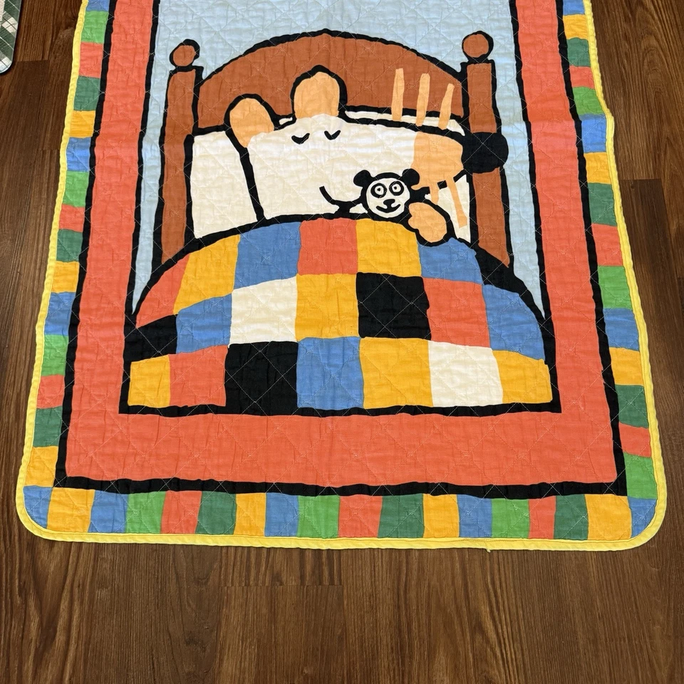 Vintage Ultra RARE Maisy’s Bedtime By Lucy Cousins Quilt Baby Blanket Size 44x33 - Image 3 of 4
