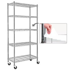 Chrome 5-Tier Rolling Heavy Duty Metal Wire Storage Shelving Unit Caster 1 In. P