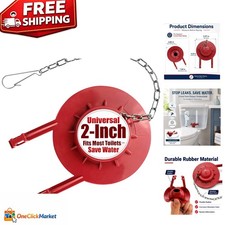 2-Inch Flush Valve Flapper Replacement with Stainless Steel Chain - Easy Install