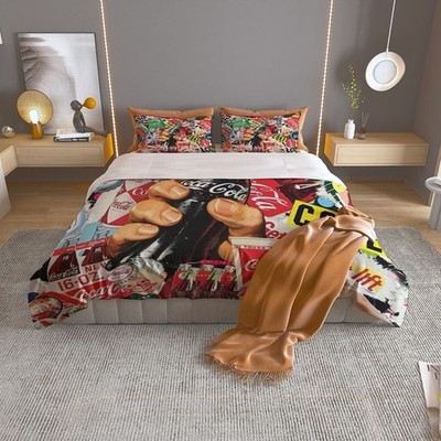 Coca-Cola Collage Vintage Print Bedding Set 125Gsm (Quilt Case And Pillow Case)