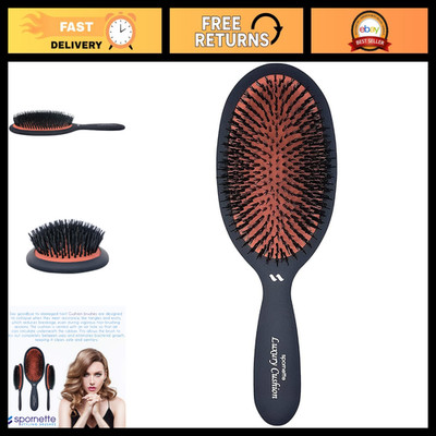 Large Luxury Oval Vented Hair Brush - Boar & Nylon Bristles for Smoothing, Styli