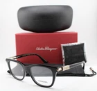 NEW SALVATORE FERRAGAMO SF 2973 001 BLACK GOLD SHIELD AUTHENTIC EYEGLASSES 50-17