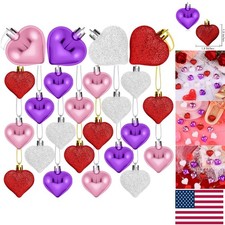 Vivid Heart Baubles Set - 24 Stunning Ornaments for Your Valentine's Day Decor