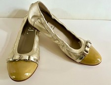 AGL MONIKA Beige/ Platinum Leather Ballet Flats Loafers Shoes Women s Sz 9 EU 39