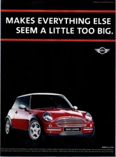 2003 Mini Cooper Hatchback Vintage Print Ad Retro British Car Man Cave Wall Art