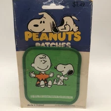 Vintage 3” x 3” Peanuts Charlie Brown and Snoopy Woven Sew-On Cloth Patch
