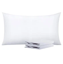 NTBAY King Pillowcase Set - 2 Pack White Brushed Microfiber 20X36 Pillowcases
