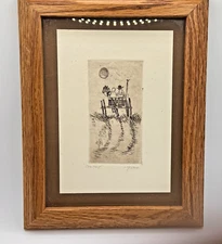 Ed Gifford "Counting" Hand Pulled artist signed Original Etching Framed