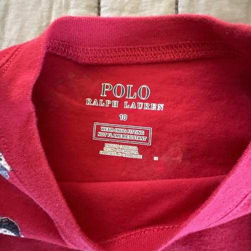 Ralph Lauren Pajamas 10 Polo Bear Red Sledding Winter Sleep Long Johns - Picture 3 of 4