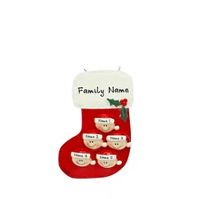 PERSONALIZED Christmas Stocking Family - Family of 5 Christmas Ornament Keepsake