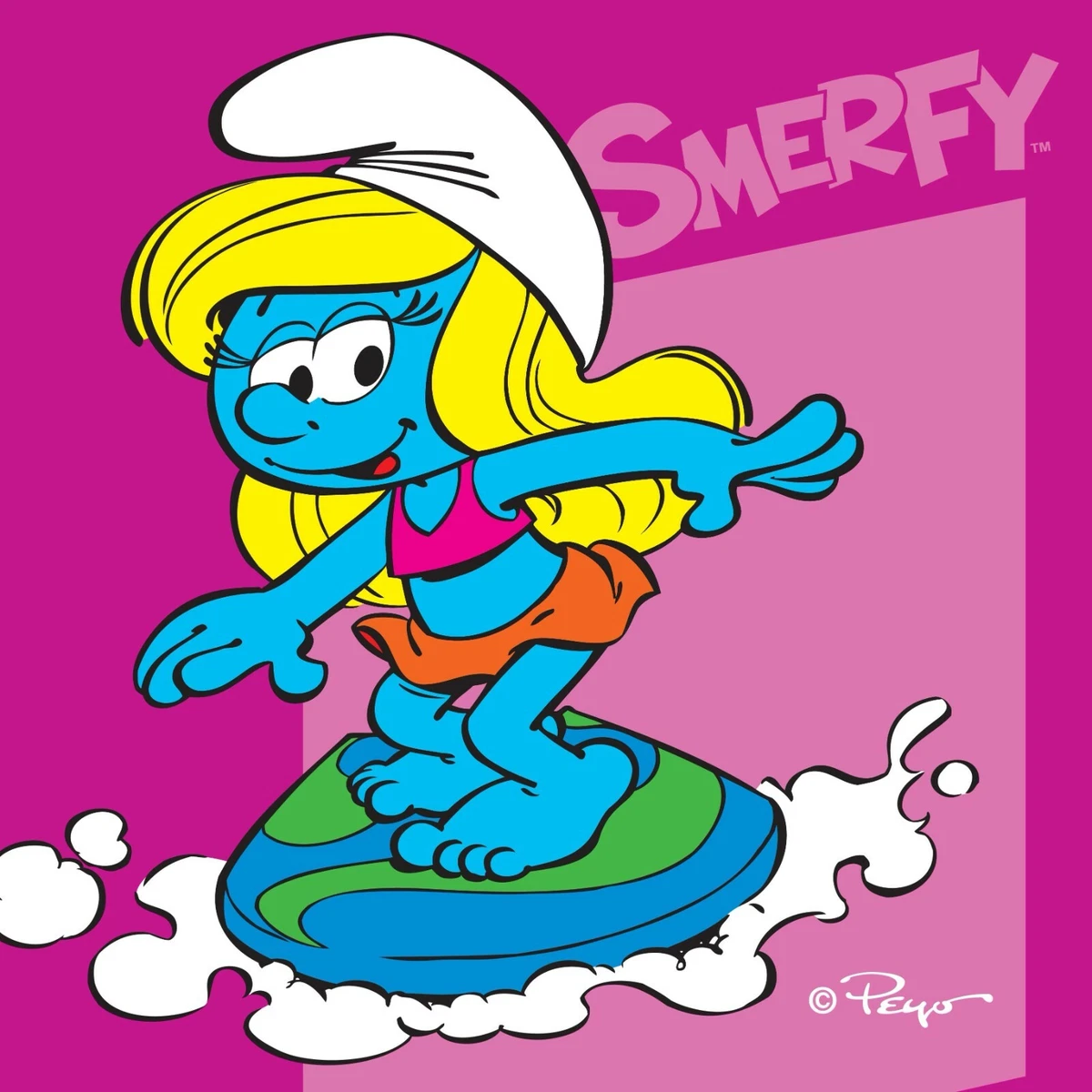 The Smurfs Face Towel 30x30cm Brainy Smurf or Smurfette 100% cotton Surf  Sandbox | eBay