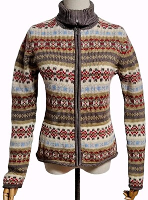 LAURA ASHLEY Vintage Strickjacke 100% Wolle Mehrfarbig Skandinavisches Design...