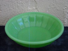 Akro Agate Large Stacked Disc and Interior Panel Cereal Bowl Opaque Green