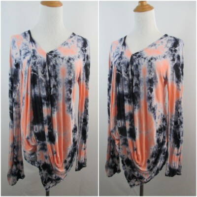 NWT YOUNG FABULOUS BROKE Multicolor Tie Dye Asymmetric Hem Shirt Women sz Medium