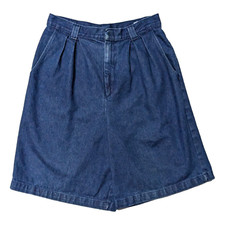 Vintage 80s Pleated High Waist Denim Mom Shorts 10 27x8 Retro Preppy Jean USA