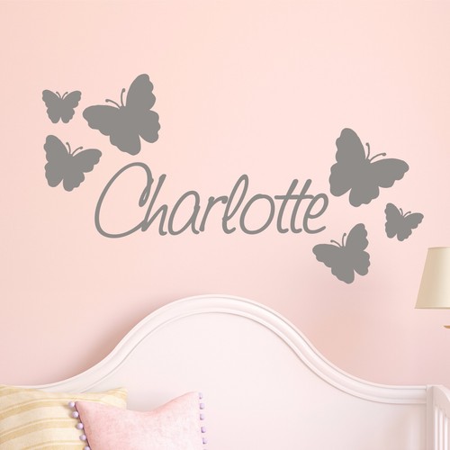 Personalised Name with Butterflies Wall Art sticker decal Girls Room Kids - 第 2/5 張圖片