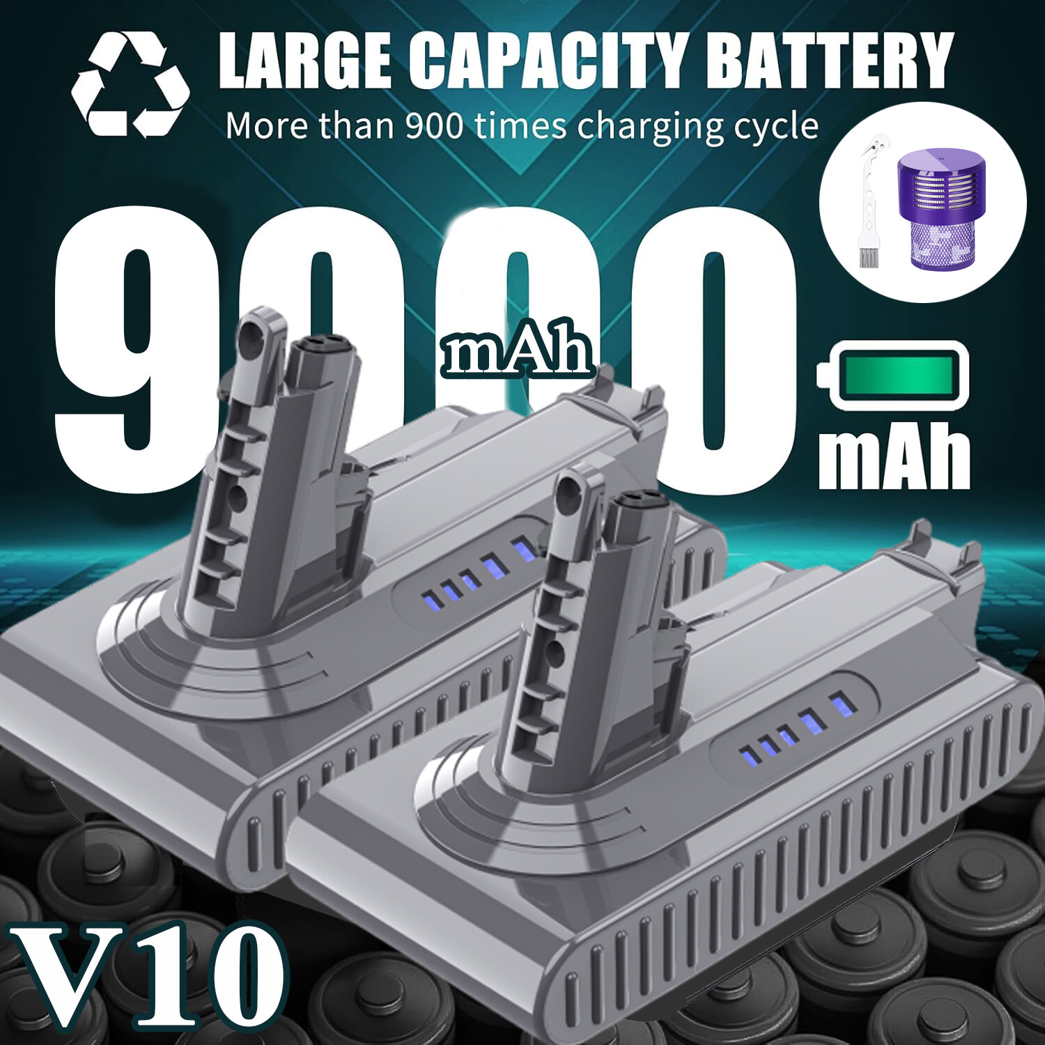 9000MAH For Dyson V10 SV12 Animal Motorhead 8.0Ah/9.5Ah Lithium-ion Battery