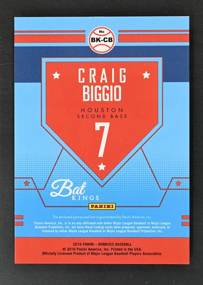 2016 Panini Donruss #BK-CB Craig Biggio Bat Kings Relic Houston Astros - Image 2 of 2