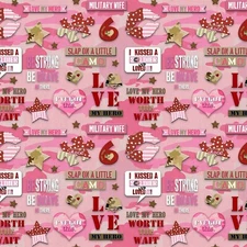 Pink Camo Kiss Homefront Girl Quilt Fabric BTY 44" Wide