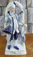 Porcelain Victorian Man Figure in Blue & White KPM Style