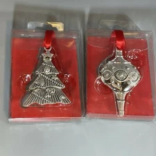 Christmas ornaments Regent Square (2) silver plated tree and bulb ornaments