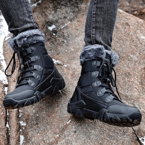 Mens Thick Plush Keep Warm Ankle Boots Outdoor Comfortable Waterproof Snow Boots - Picture 14 of 20