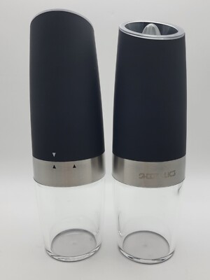 Electric Salt & Pepper Mill Set Gravity Fed Automatic Run Fresh Ground Spices