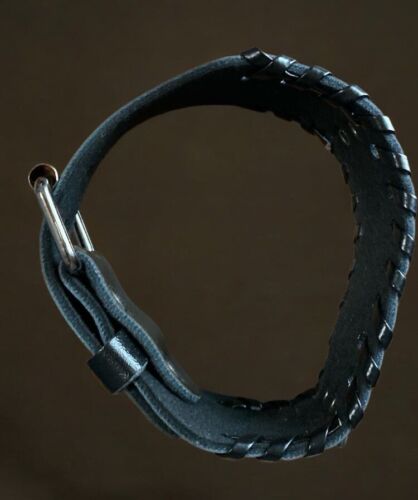 Men's Wide Faux Leather Bracelet Viking w/Bronze Triquetra Celtic Knot Bracelet - Picture 3 of 5