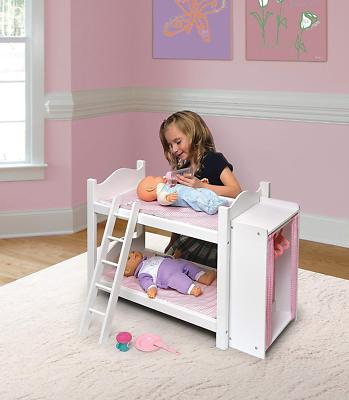 Badger Basket Doll Bunk Beds With Ladder and Storage Armoire Fits