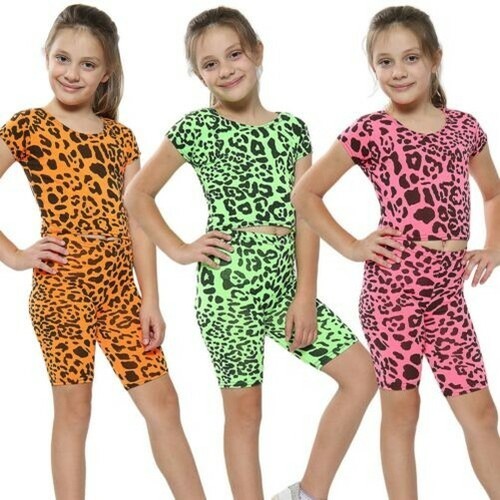 Bambine Top Corto \u0026 Ciclismo Shorts Leopardato Estate Completo  Abbigliamento Set | eBay