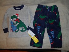 CARTER'S DINOSAUR CHRISTMAS HOLIDAY PAJAMAS 2-PC TODDLER SIZE 2T / 2A NWT
