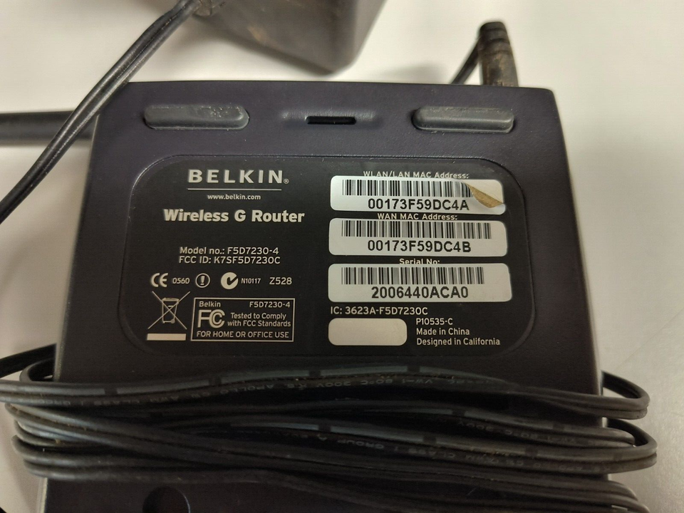 Belkin Wireless G WiFi Router 802.11G F5D72304 | eBay