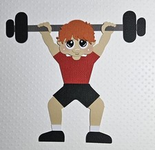 Weight Lifting Boy Red Hair. Scrapbook, Card making Paper Piecing