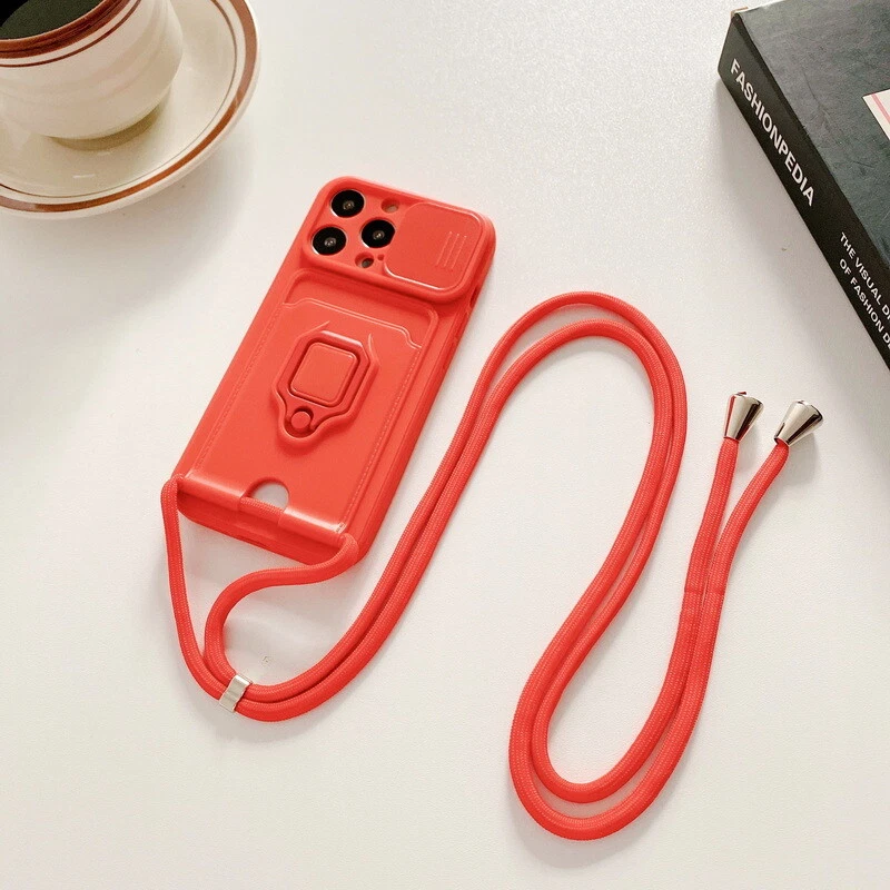 Durable TPU Ring Holder Phone Case for iPhone 14 13 12 11 Pro Max XS with Neck Lanyard